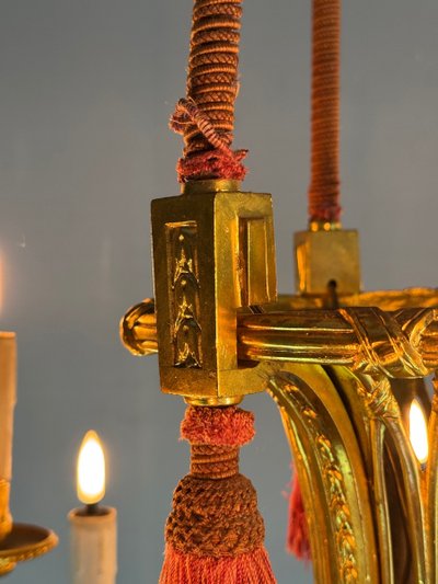 Lustre Corbeille De Style Louis XVI En Bronze Doré Vers 1880