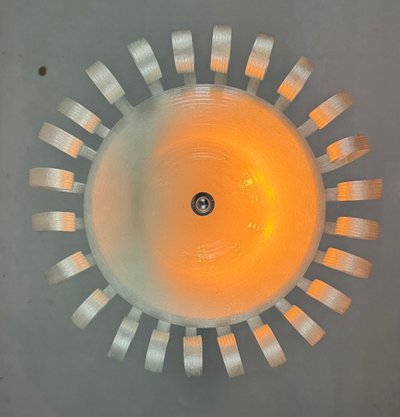 Venetian chandelier in iridescent white Murano glass, circa 1930