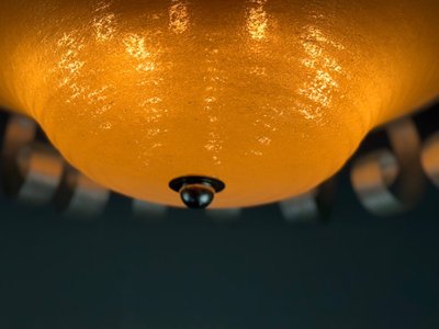 Venetian chandelier in iridescent white Murano glass, circa 1930