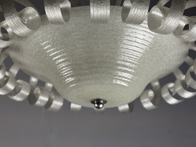 Venetian chandelier in iridescent white Murano glass, circa 1930