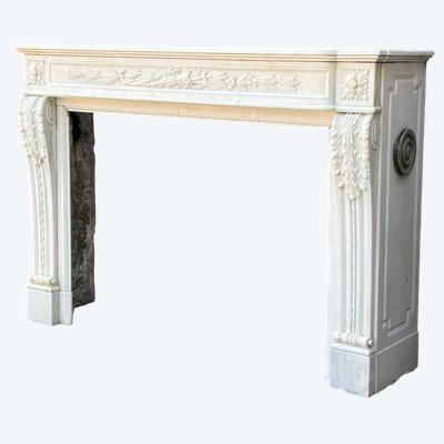 Kamin im Stil Ludwigs XVI. aus Carrara-Marmor, um 1880