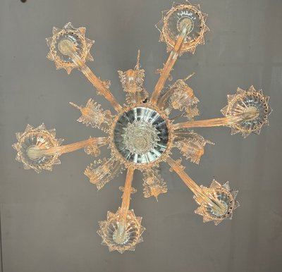 Venezianischer Kronleuchter aus Muranoglas, 6-armig, um 1930