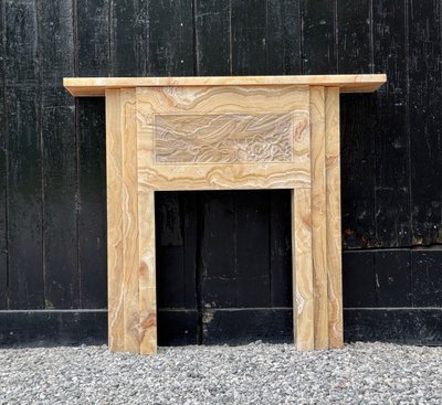 Art Deco fireplace in beige onyx, circa 1920