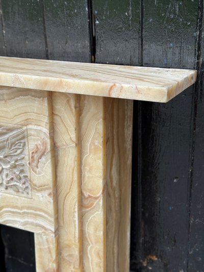 Art Deco fireplace in beige onyx, circa 1920