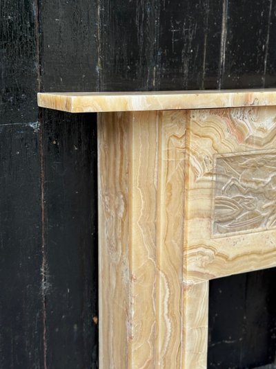 Art Deco fireplace in beige onyx, circa 1920