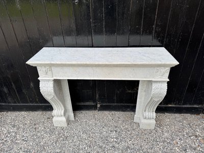 Charles X fireplace in Carrara marble, 19th century