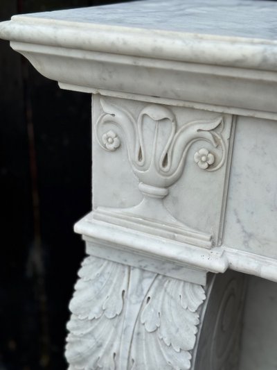Charles X fireplace in Carrara marble, 19th century