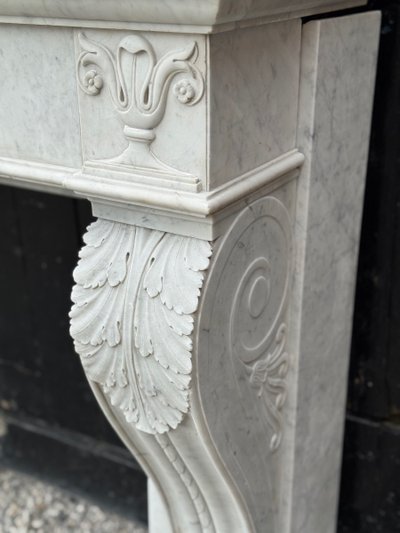 Charles X fireplace in Carrara marble, 19th century