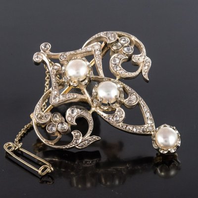 Antike Brosche Perlen Und Diamanten