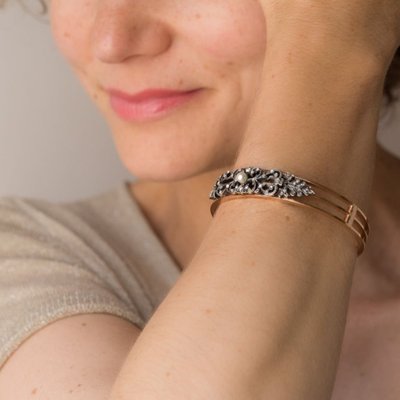 Antikes Armband mit Diamanten und feiner Perle