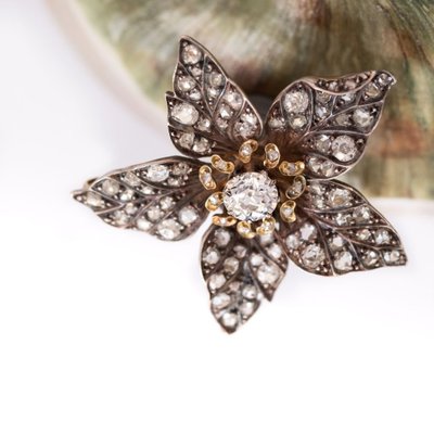 Pendentif Ancien Fleur Diamants