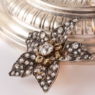 Pendentif Ancien Fleur Diamants