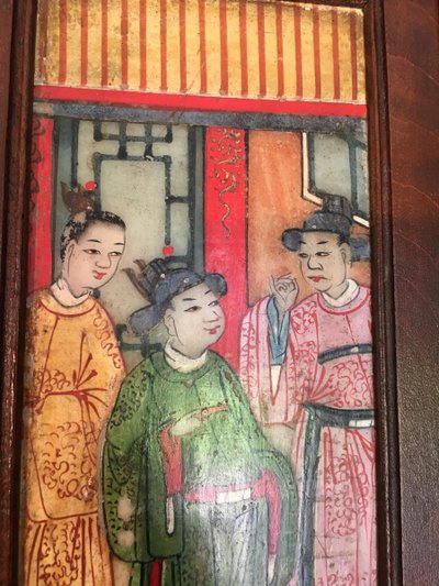 Chinese Screen Genre Scene on Alabaster