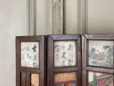 Chinese Screen Genre Scene on Alabaster