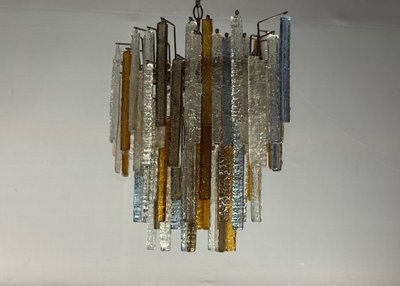 Venetian oval chandelier in Murano glass, circa 1950, Venini