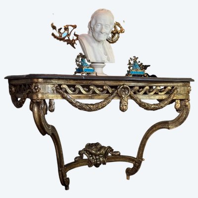 Console Transition en bois sculpté et doré, France, XVIIIéme siècle