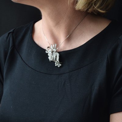 Spilla con diamanti brillanti e baguette