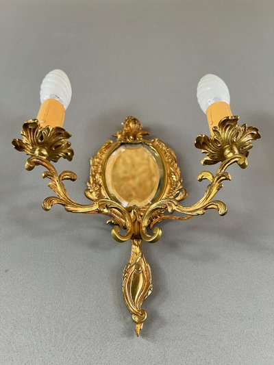 Pair of Mirror Wall Sconces – Louis XV Style