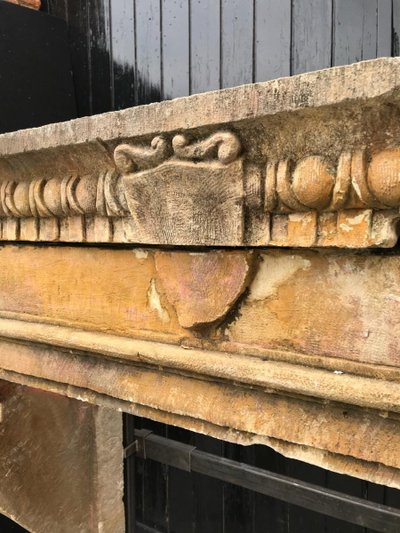 Fireplace in loam stone, Italy, 18th century