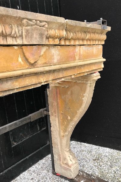 Fireplace in loam stone, Italy, 18th century