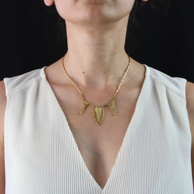 Collier Or Jaune Motif Filigrané
