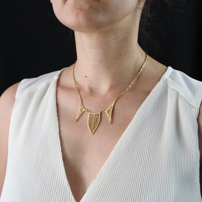Collier Or Jaune Motif Filigrané