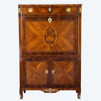 Secrétaire à abattant Louis XVI en placage de bois de rose et bois de violette, XVIIIéme siècle