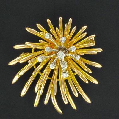 Spilla d'oro vintage con diamanti