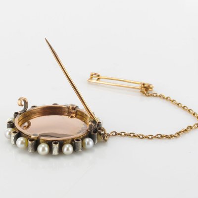 Antike Brosche Miniatur Feinperlen Und Diamanten