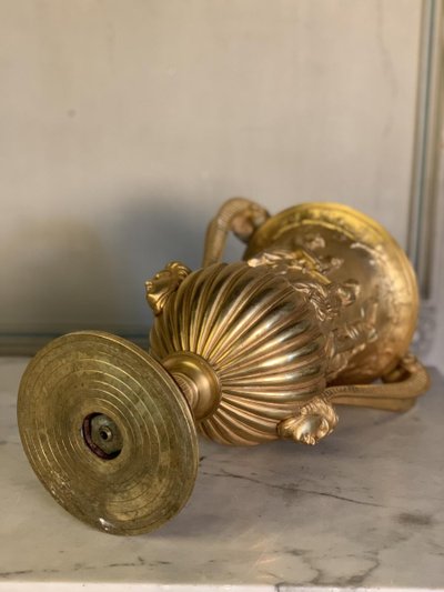 Gilt Bronze Urn, Griotte Red Marble Base