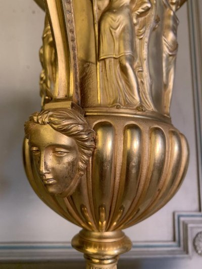 Gilt Bronze Urn, Griotte Red Marble Base