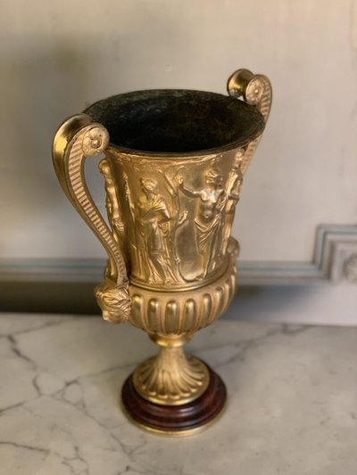 Gilt Bronze Urn, Griotte Red Marble Base