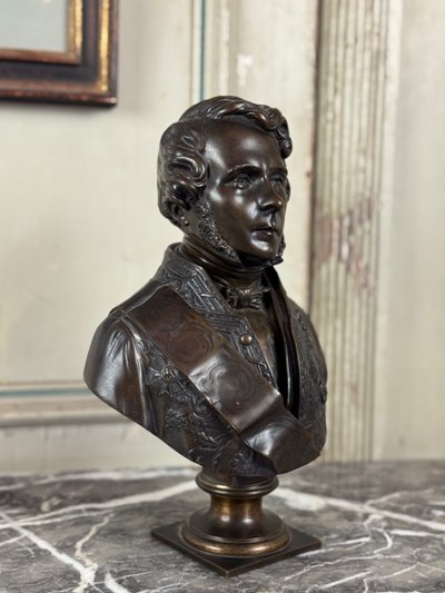 Buste en bronze de L’amiral Hucos, signé Dubray 1854