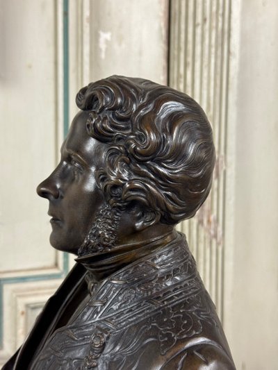Buste en bronze de L’amiral Hucos, signé Dubray 1854