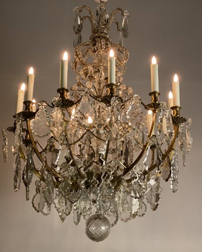 Chandelier Adorned with Cut Crystal Pendants