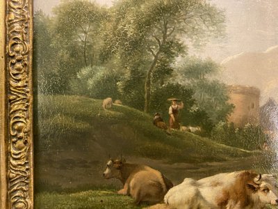 Paire D’huile Sur Panneau Scènes Champêtres Balthazar Paul Ommeganck