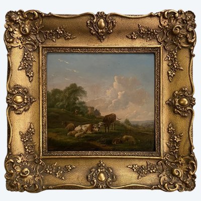 Paire D’huile Sur Panneau Scènes Champêtres Balthazar Paul Ommeganck