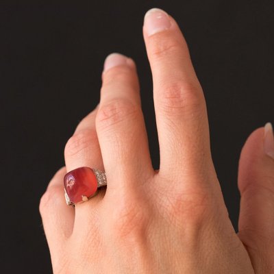 Ring Chalcedon Zuckerhut Und Diamanten