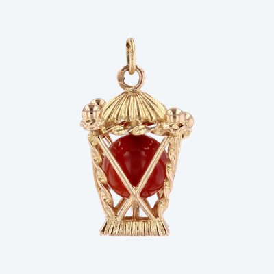 Gold Carnelian Pagoda Pendant