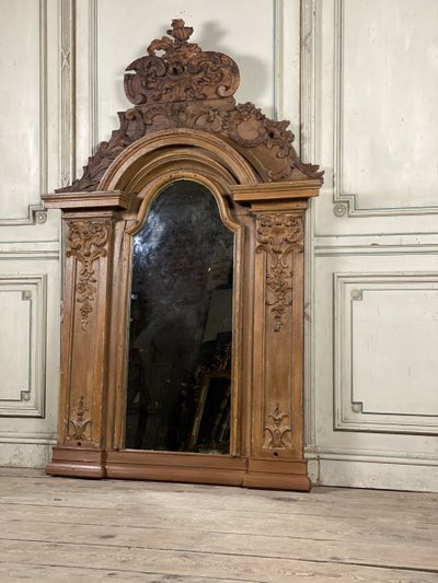 Miroir En Bois Sculpté Peint , XVIIIème Siècle