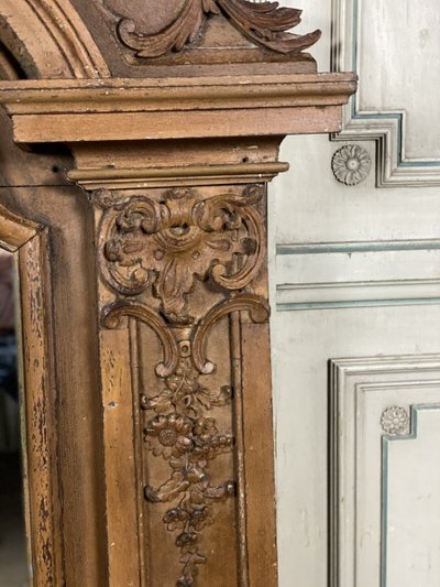 Miroir En Bois Sculpté Peint , XVIIIème Siècle