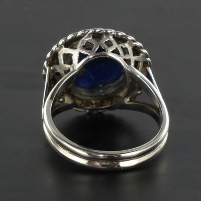 Vintage White Gold Lapis Lazuli Ring