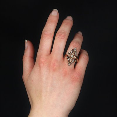 Bague Ancienne Perles Fines Or Argent