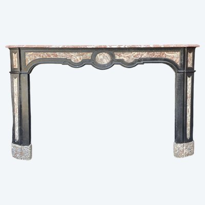 Cheminée En Marbre Noir De Belgique Et Gris Des Ardennes, XVIIIème Siècle