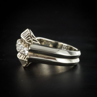Vintage White Gold Diamonds Ring