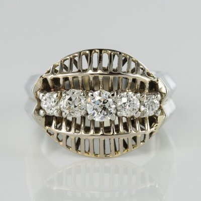 Vintage White Gold Diamonds Ring
