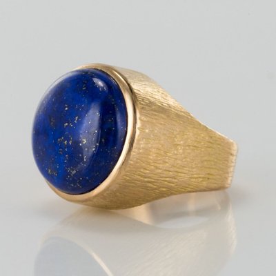Bague Lapis Lazuli Or Jaune Ciselé