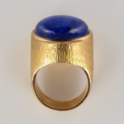 Bague Lapis Lazuli Or Jaune Ciselé