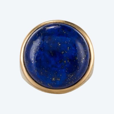 Bague Lapis Lazuli Or Jaune Ciselé