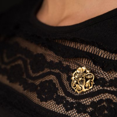 Antike Brosche Jugendstil Gold
